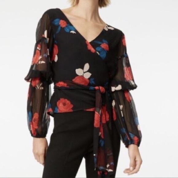 Club Monaco Floral Wrap Top - Picture 1 of 4